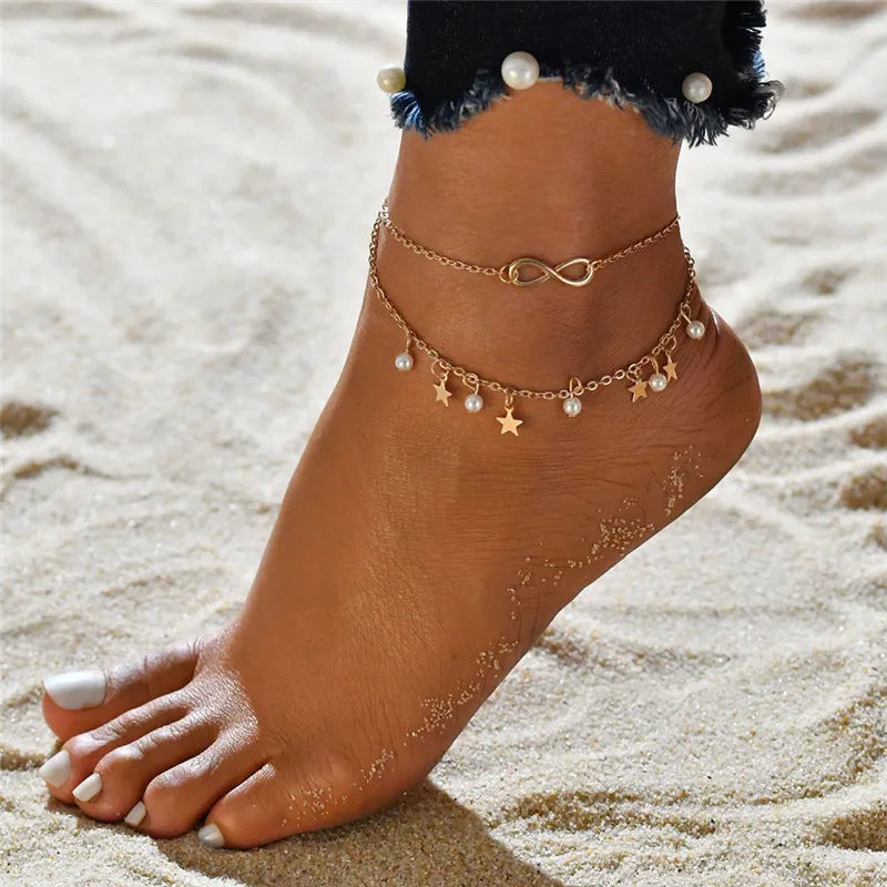 VAGZEB Bohemian Snake Summer Anklets For Women Ankle Bracelet Set On Leg Chain Femme Barefoot Jewelry Beach Accessories Mujer