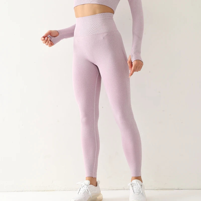 Women Sport Seamless Leggings High Waist Elastic Solid Yoga Leggings Gym Jogging Quick Dry Push Up Slim Pants Female