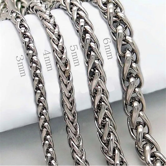 HNSP 3MM-8MM STAINLESS STEEL TWIST CHAIN NECKLACE FOR MEN WOMEN Punk Neck Jewelry Accessories Male Thick LONG CHAINS