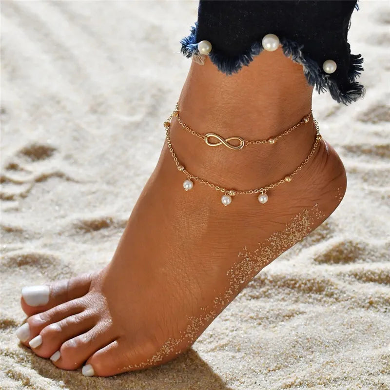 VAGZEB Bohemian Snake Summer Anklets For Women Ankle Bracelet Set On Leg Chain Femme Barefoot Jewelry Beach Accessories Mujer