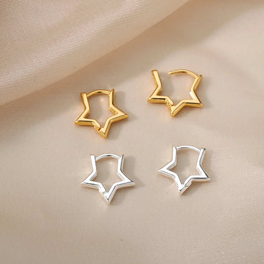 Luxury Star Pendientes Earrings For Women Girl Stainless Steel Minimalist Hoop Piercing 2024 New In y2k Jewelry aretes de mujer