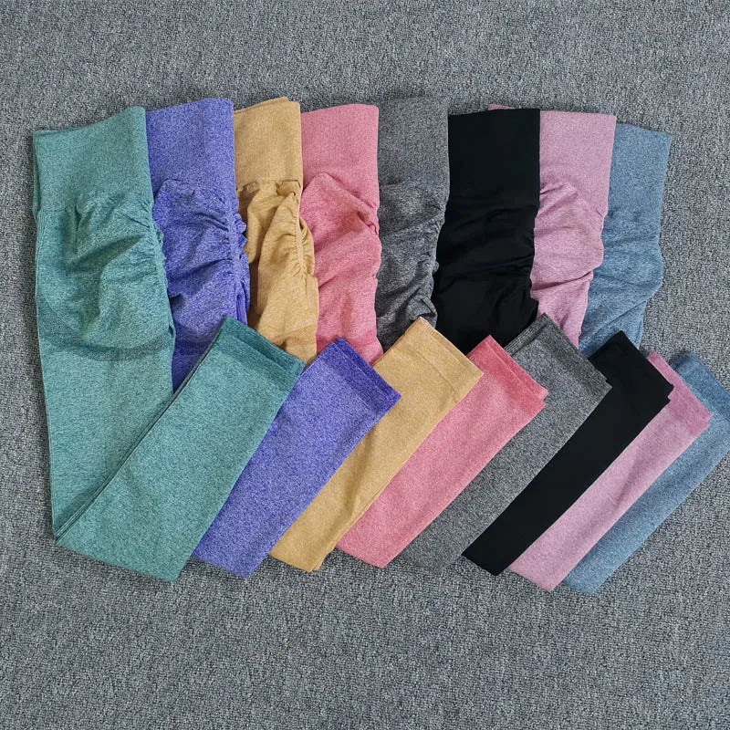 Women Sport Seamless Leggings High Waist Elastic Solid Yoga Leggings Gym Jogging Quick Dry Push Up Slim Pants Female