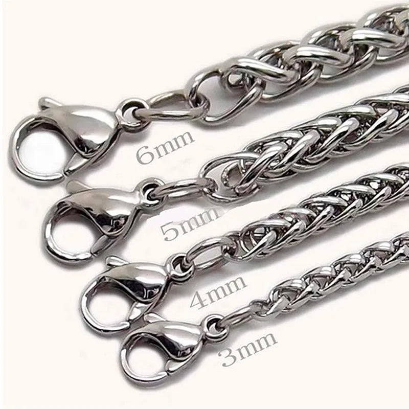 HNSP 3MM-8MM STAINLESS STEEL TWIST CHAIN NECKLACE FOR MEN WOMEN Punk Neck Jewelry Accessories Male Thick LONG CHAINS