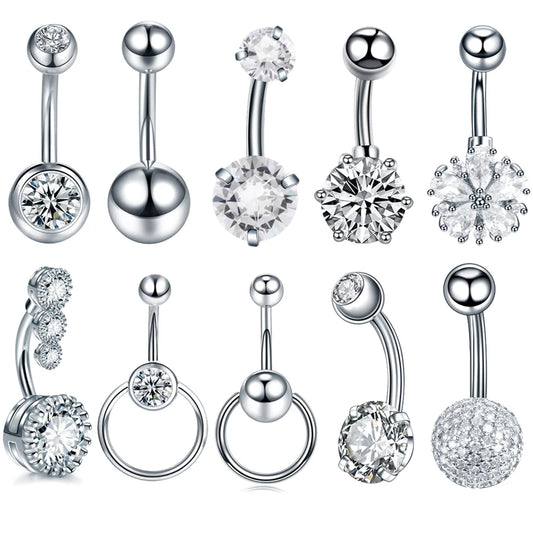 1Pc Surgical Steel Belly Button Ring Navel Nombril Piercing CZ Belly Ring Sexy Women Belly Piercing Body Jewelry Ombligo 14G