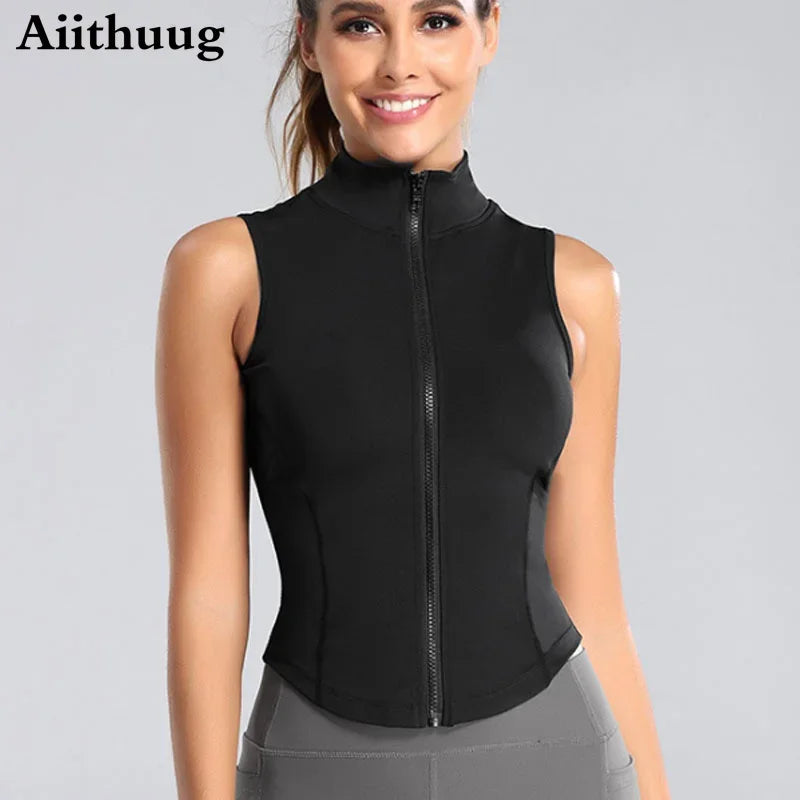 Aiithuug Athletic Zip Up Sweat Vest Jacket