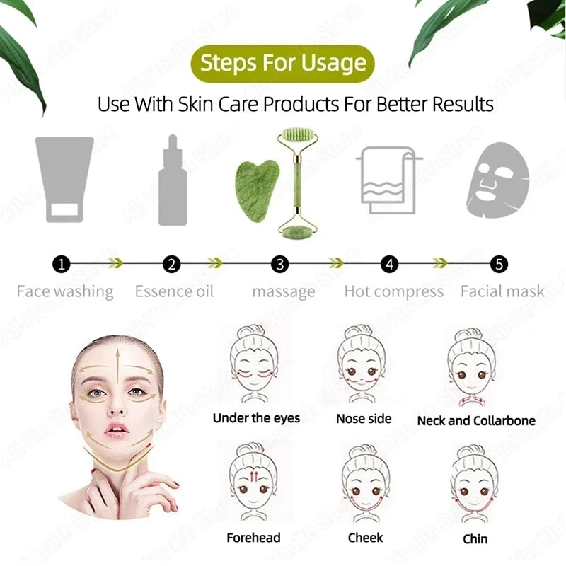 Gua Sha Face Massager Jade Roller