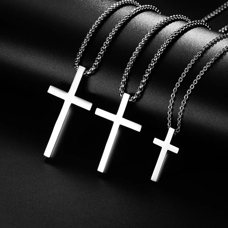 Stainless Steel Cross Pendant Necklace for Men Women Minimalist Jewelry