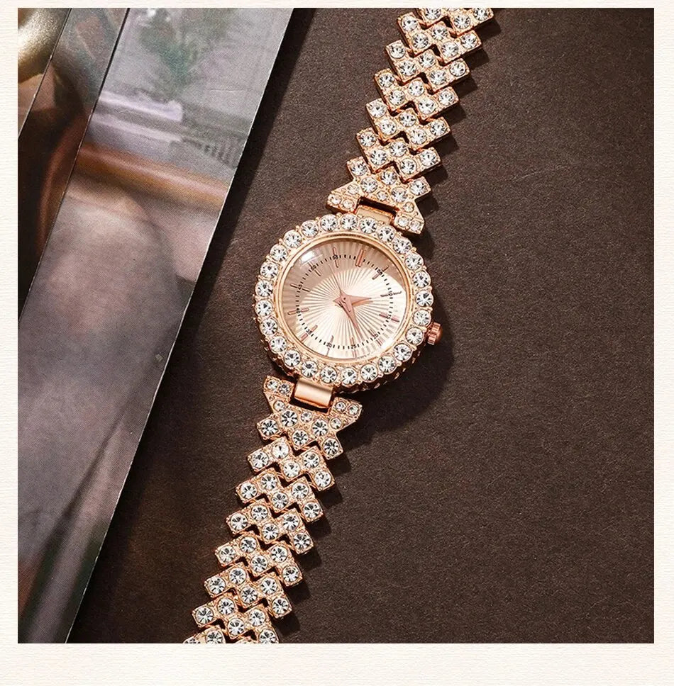 Diamond Women Watches Rose Gold Watch Ladies Wrist Watches Luxury Brand Rhinestone Womens Bracelet Watches Female Relogio