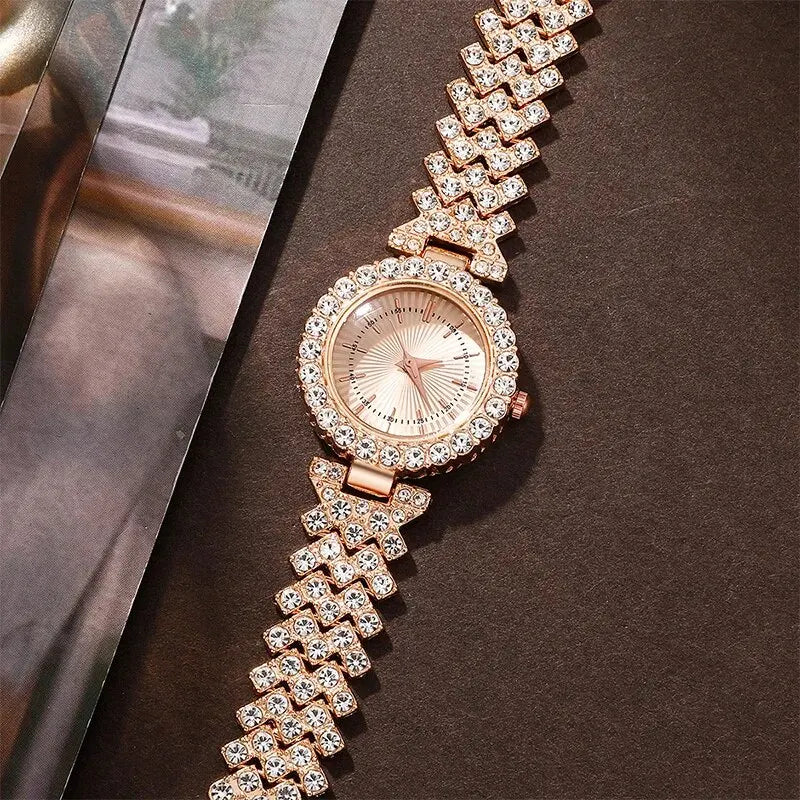 Diamond Women Watches Rose Gold Watch Ladies Wrist Watches Luxury Brand Rhinestone Womens Bracelet Watches Female Relogio