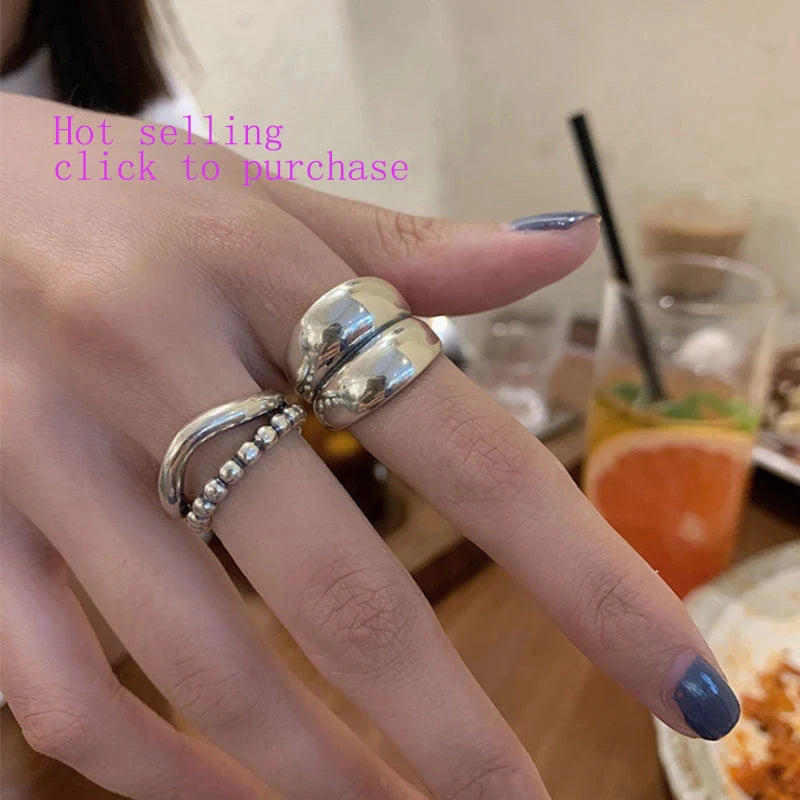 VENTFILLE 925 Sterling Silver Irregular Water Droplets Cross Ring Female Simple Retro Style Handmade Jewelry