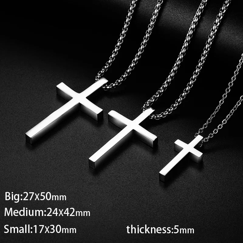 Stainless Steel Cross Pendant Necklace for Men Women Minimalist Jewelry