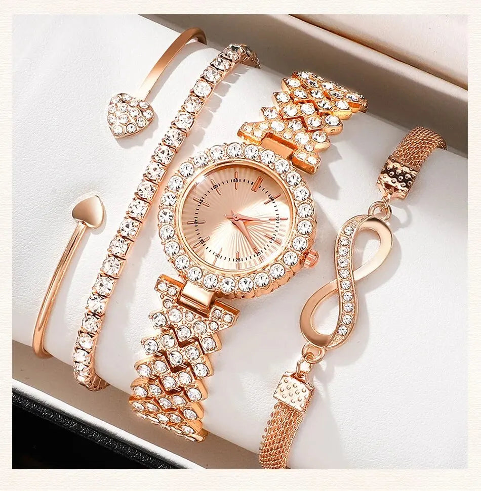 Diamond Women Watches Rose Gold Watch Ladies Wrist Watches Luxury Brand Rhinestone Womens Bracelet Watches Female Relogio