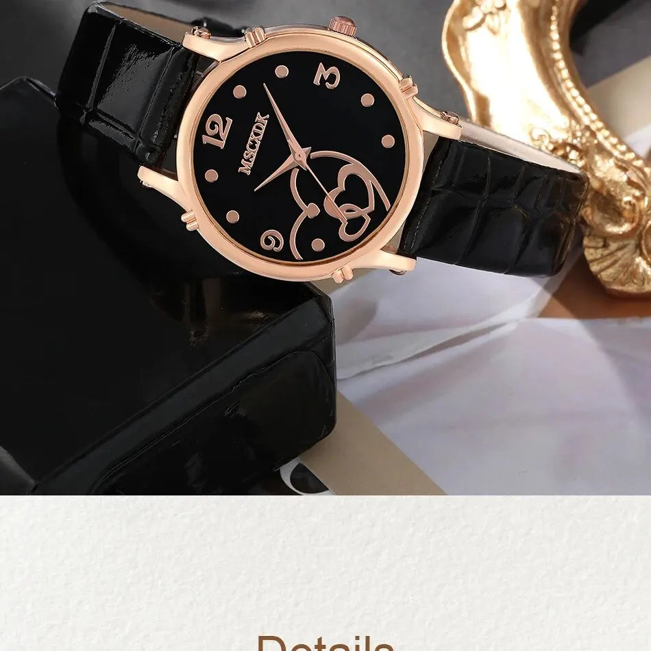 Women Fashion Leather Belt Watches & Butterfly Wallet Glasses Sunglasses Set Ladies Quartz Wristwatches Dress Clock Montre Femme