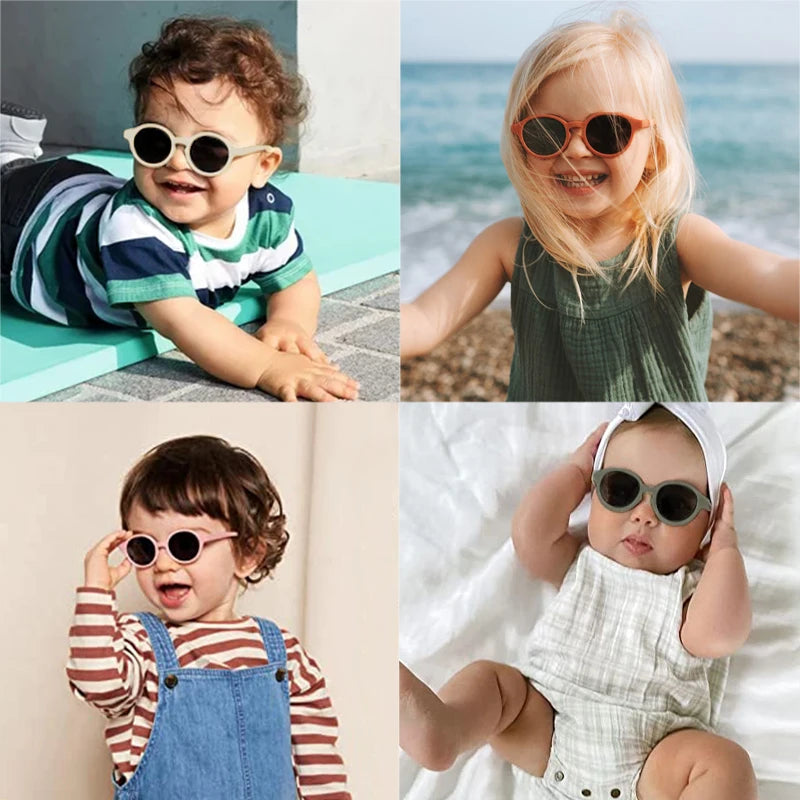 New Children Vintage Frosted Round Outdoor Sun Protection Sunglasses Baby Girls Acrylic UV400 Sunglasses Kids Fashion Glasses