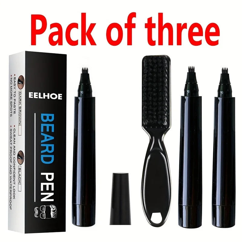 Hot Sale Beard Filling Pen Kit Beard Enhancer Brush Beard Coloring Shaping Tools Waterproof Black Brown Hair Pencil Man Cosmetic