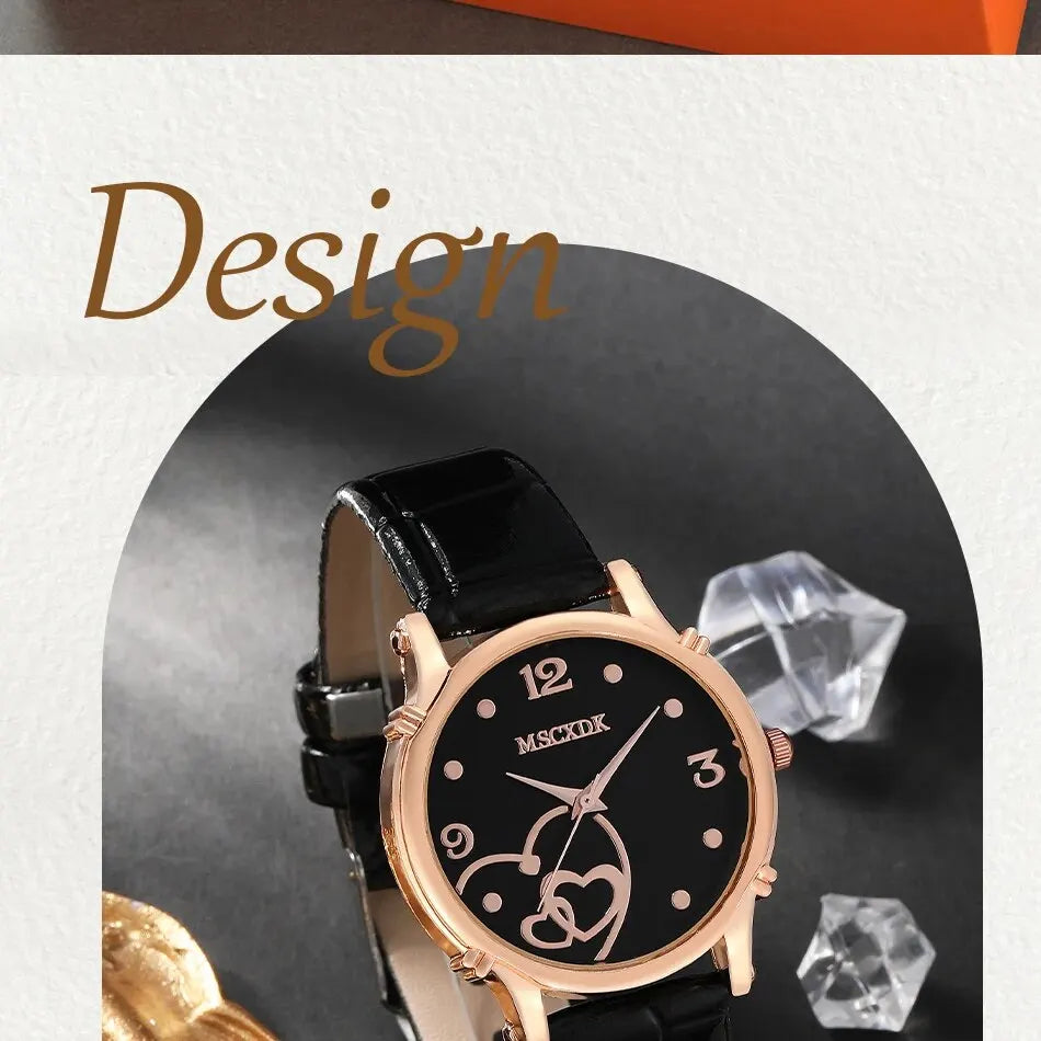 Women Fashion Leather Belt Watches & Butterfly Wallet Glasses Sunglasses Set Ladies Quartz Wristwatches Dress Clock Montre Femme