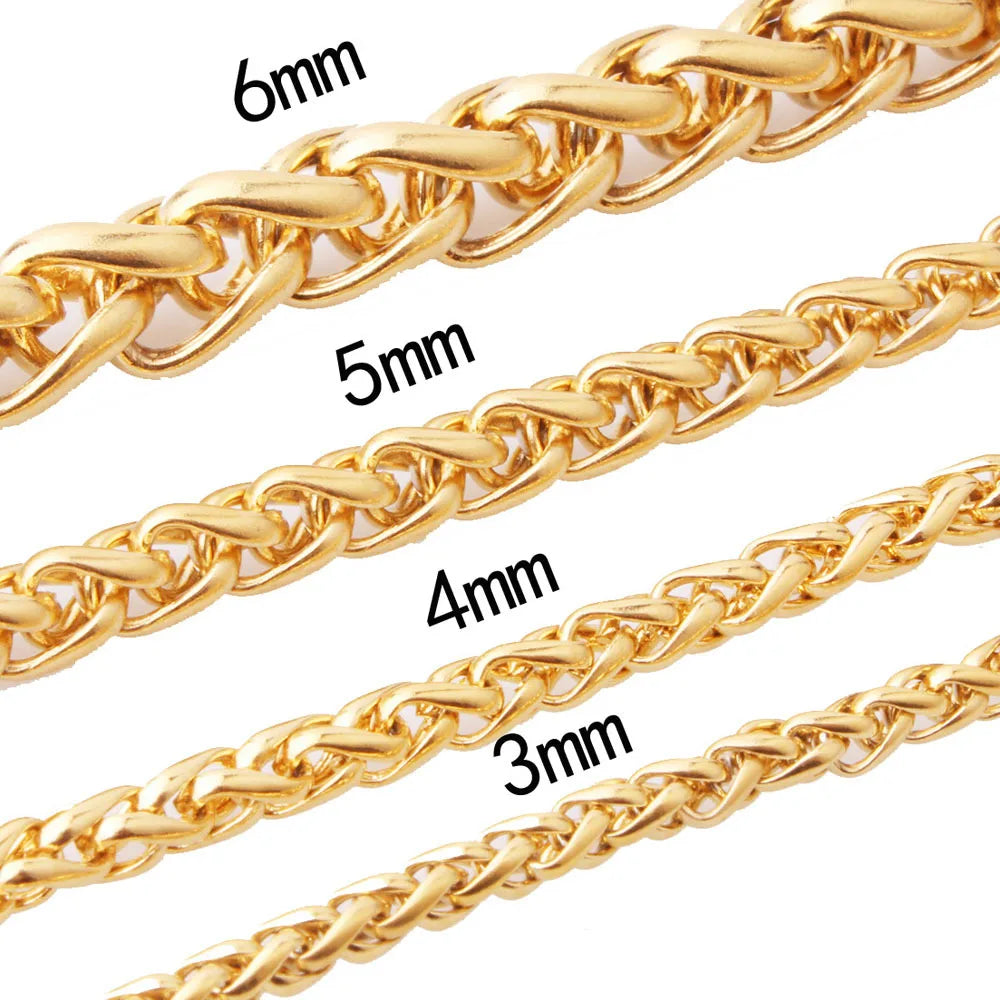 HNSP 3MM-8MM STAINLESS STEEL TWIST CHAIN NECKLACE FOR MEN WOMEN Punk Neck Jewelry Accessories Male Thick LONG CHAINS