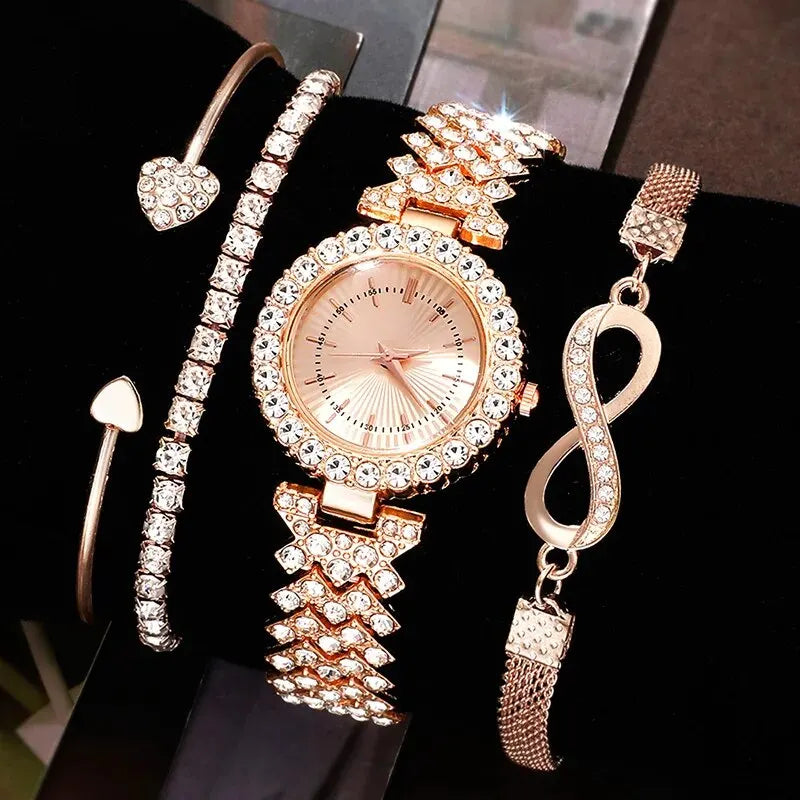 Diamond Women Watches Rose Gold Watch Ladies Wrist Watches Luxury Brand Rhinestone Womens Bracelet Watches Female Relogio