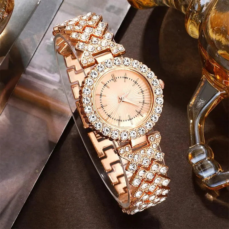 Diamond Women Watches Rose Gold Watch Ladies Wrist Watches Luxury Brand Rhinestone Womens Bracelet Watches Female Relogio