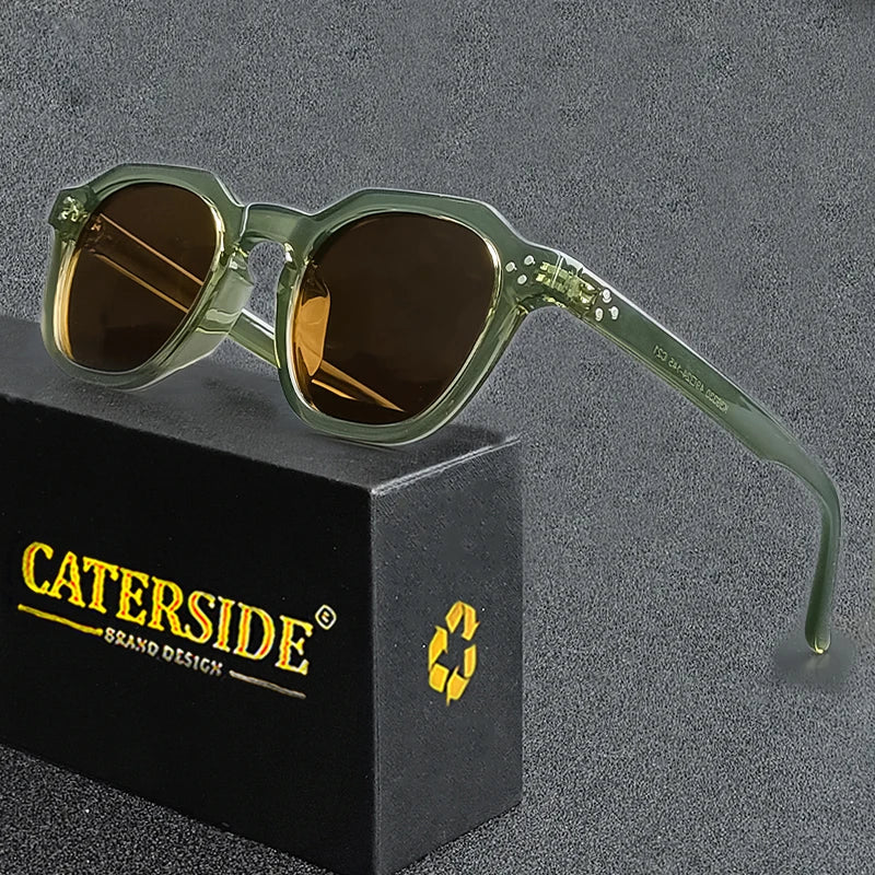 Caterside Retro Polarized Sunglasses TR90 Frame Men Polygon Women Sun Glasses Outdoor High Quality Travel Ultralight  Eyewear