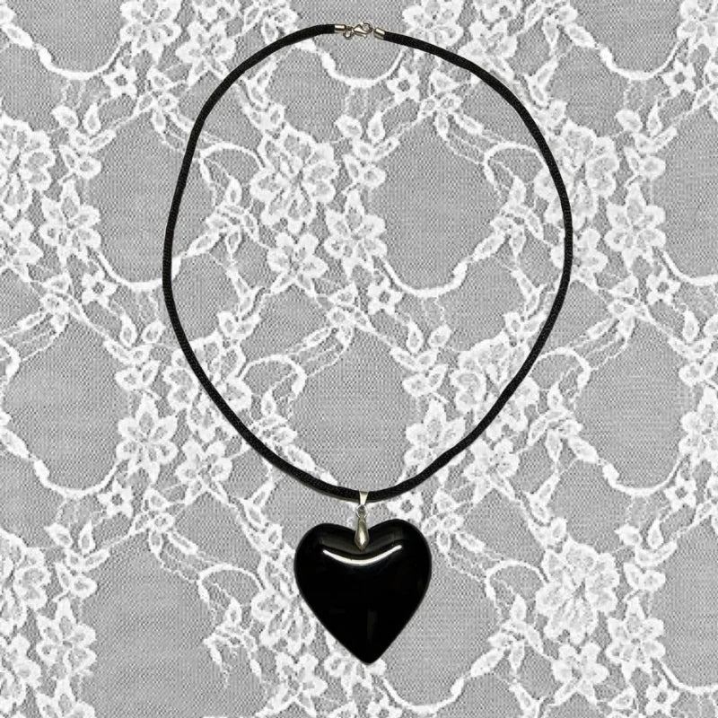 Red Heart Necklace for Women Fashion Vintage Big Hearts Pendants Necklaces Rope Chain Girls Gift Gothic Jewelry Accessories