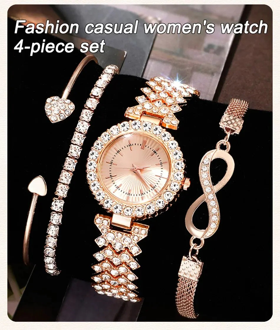 Diamond Women Watches Rose Gold Watch Ladies Wrist Watches Luxury Brand Rhinestone Womens Bracelet Watches Female Relogio