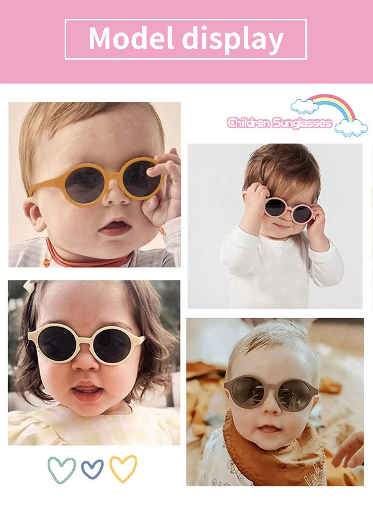 New Children Vintage Frosted Round Outdoor Sun Protection Sunglasses Baby Girls Acrylic UV400 Sunglasses Kids Fashion Glasses