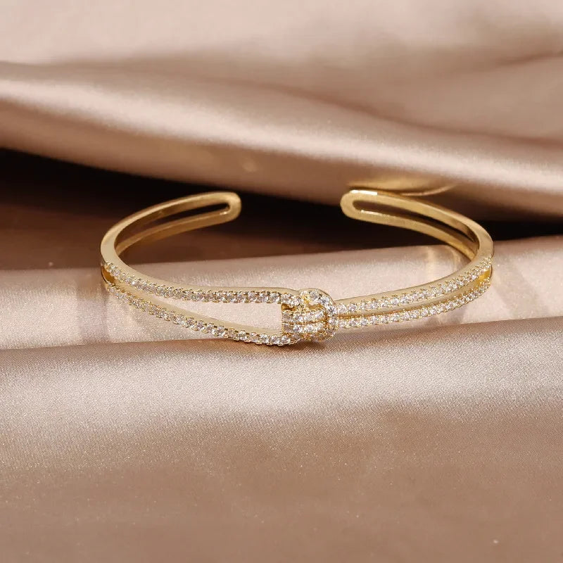 Exquisite AAA luxury full zircon knot bracelet elegant women's opening adjustable bracelet