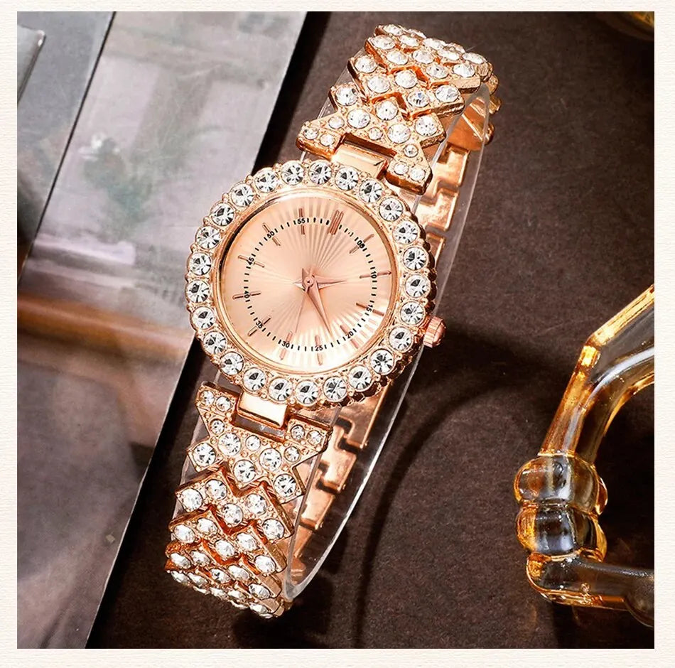 Diamond Women Watches Rose Gold Watch Ladies Wrist Watches Luxury Brand Rhinestone Womens Bracelet Watches Female Relogio