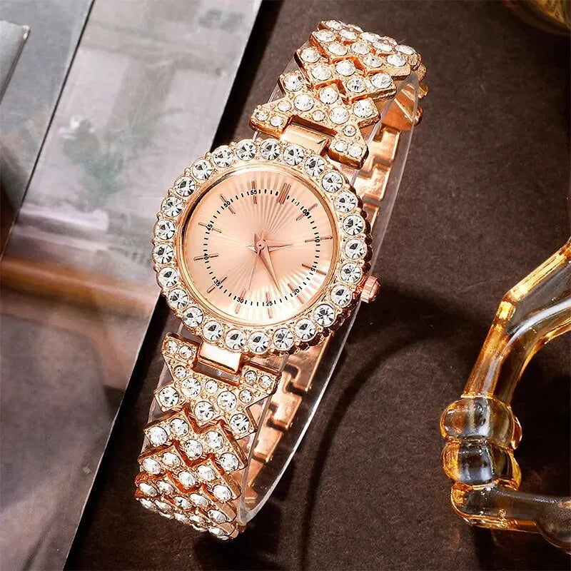 Diamond Women Watches Rose Gold Watch Ladies Wrist Watches Luxury Brand Rhinestone Womens Bracelet Watches Female Relogio