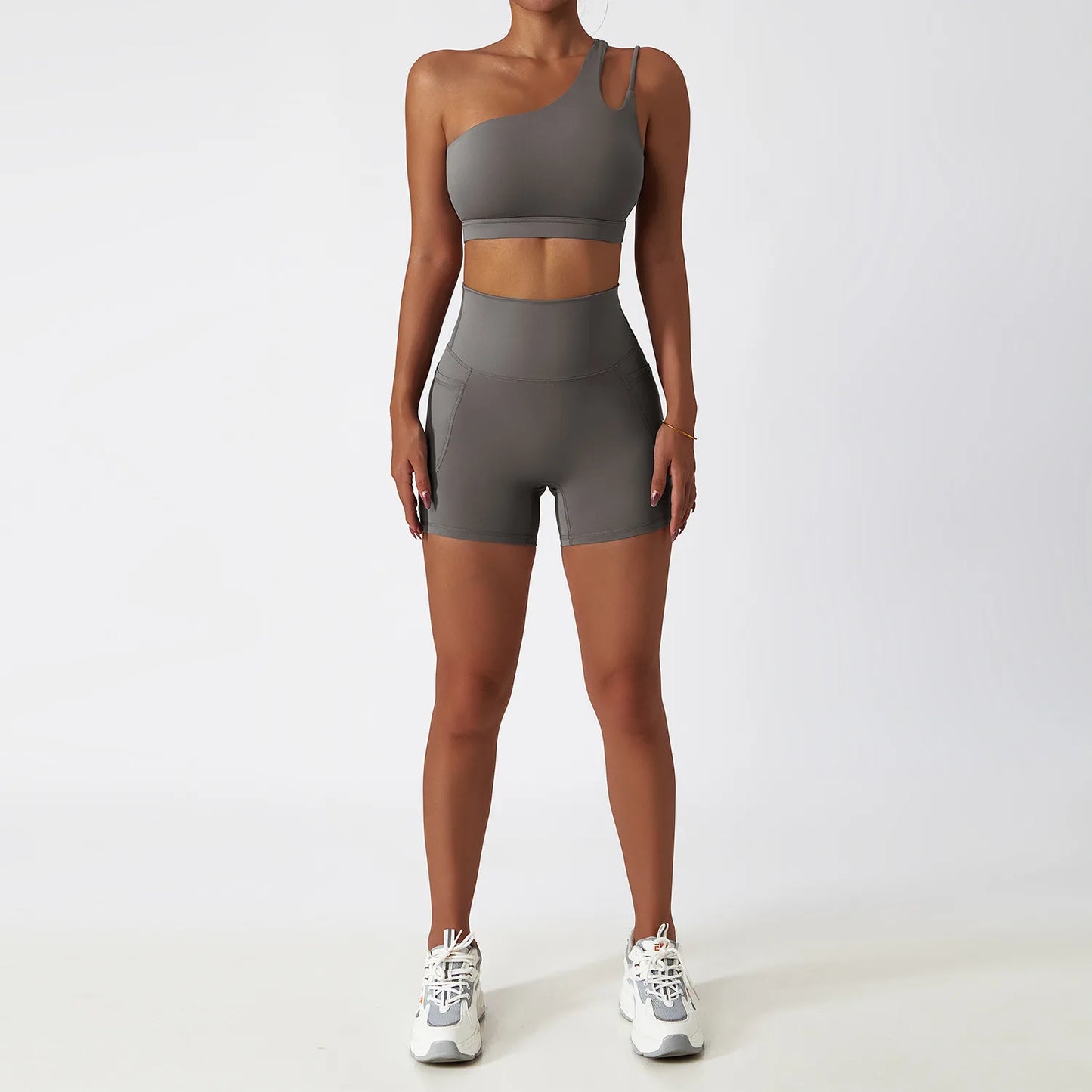 Seamless One Shoulder Yoga Set Sportswear