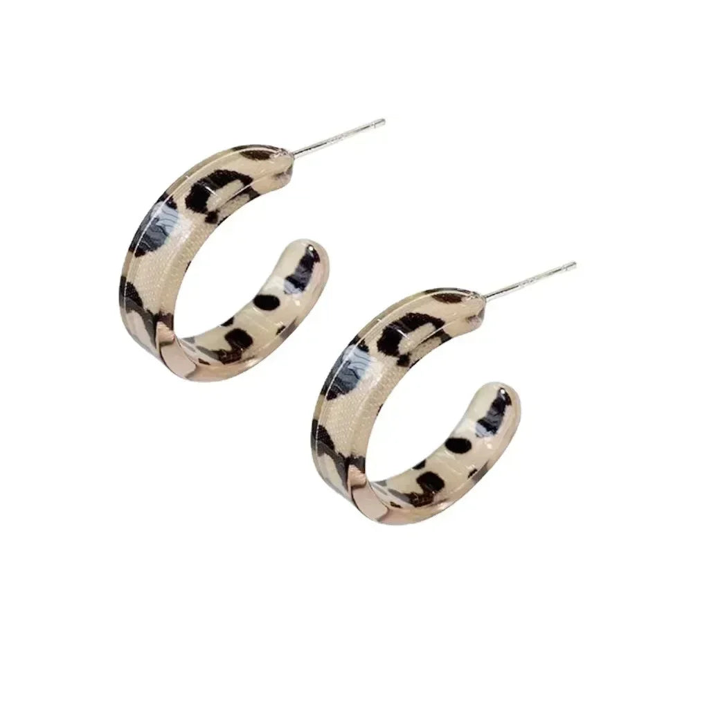 Acrylic Hoop Earrings Women 2024 New Fashion Stud Earrings Retro Trend Stud Earrings Women Trend Twist Elegant Ring Earring