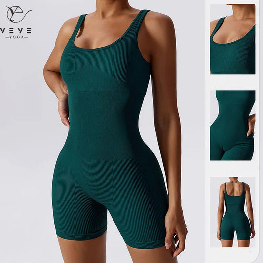 Yoga Rompers Seamless Ribbed Jumpsuit