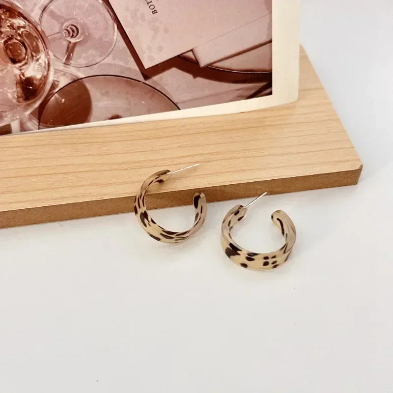 Acrylic Hoop Earrings Women 2024 New Fashion Stud Earrings Retro Trend Stud Earrings Women Trend Twist Elegant Ring Earring