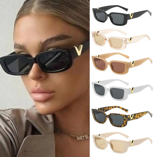 Brand Rectangle Sunglasses Women Designer Vintage Small Frame Sun Glasses Ladies Classic Black Square Oculos UV400