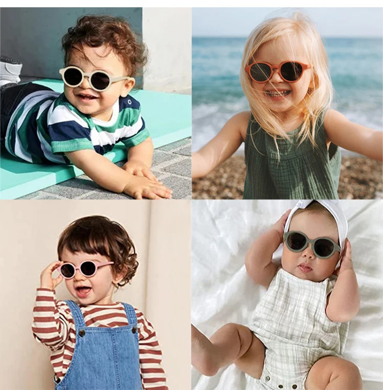 New Children Vintage Frosted Round Outdoor Sun Protection Sunglasses Baby Girls Acrylic UV400 Sunglasses Kids Fashion Glasses