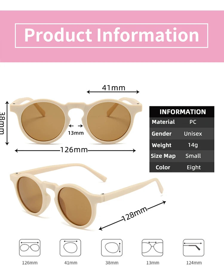 New Children Vintage Frosted Round Outdoor Sun Protection Sunglasses Baby Girls Acrylic UV400 Sunglasses Kids Fashion Glasses