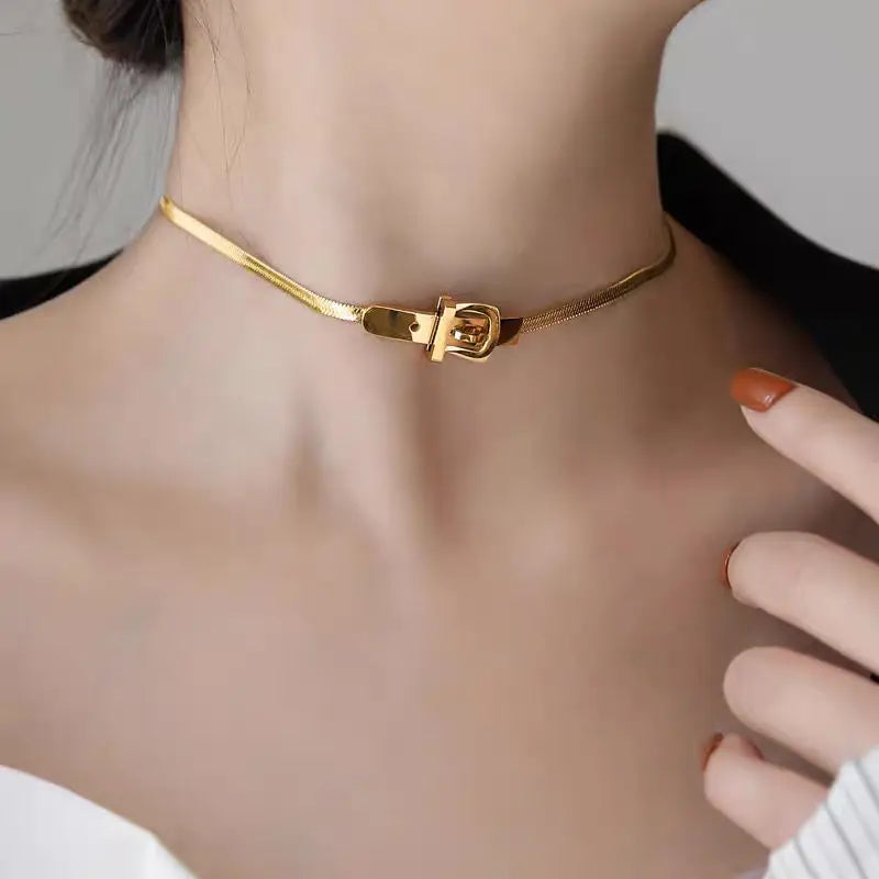 New 316L Titanium Stainless Steel Gold Color Choker Necklace Fashion Luxury Letter Love Heart Pendant Women's  Party