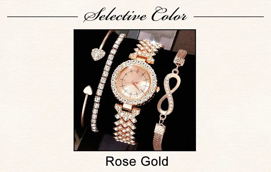 Diamond Women Watches Rose Gold Watch Ladies Wrist Watches Luxury Brand Rhinestone Womens Bracelet Watches Female Relogio