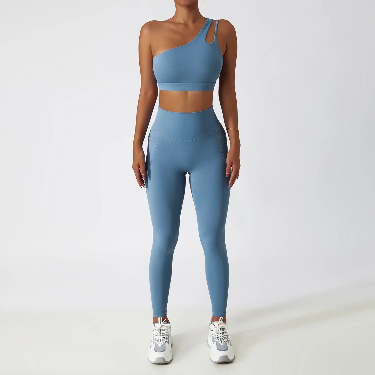 Seamless One Shoulder Yoga Set Sportswear