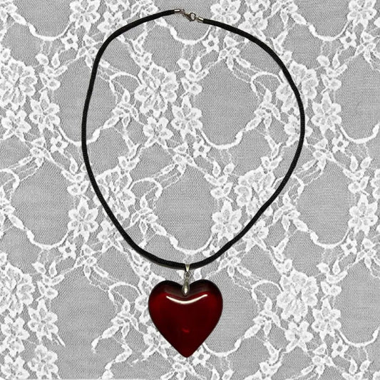 Red Heart Necklace for Women Fashion Vintage Big Hearts Pendants Necklaces Rope Chain Girls Gift Gothic Jewelry Accessories