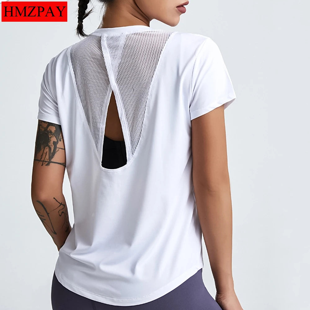 Short-Sleeved Running Quick-Dry Loose Yoga Tops