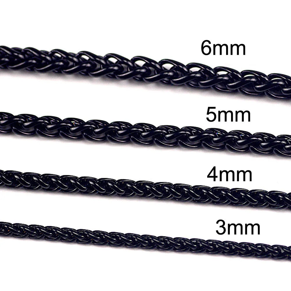 HNSP 3MM-8MM STAINLESS STEEL TWIST CHAIN NECKLACE FOR MEN WOMEN Punk Neck Jewelry Accessories Male Thick LONG CHAINS