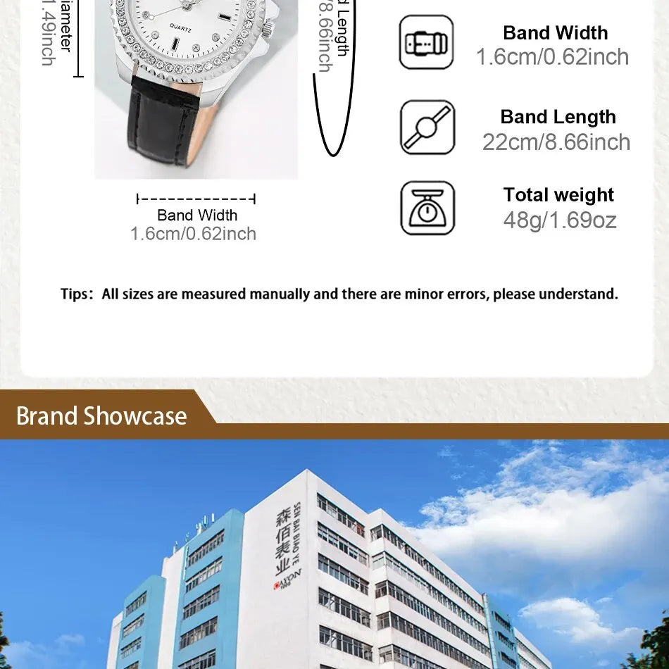 2PCS Set Women Fashion Casual Leather Belt Watches Glasses Ladies Rhinestone Dial Quartz Wristwatches Dress Clock Montre Femme