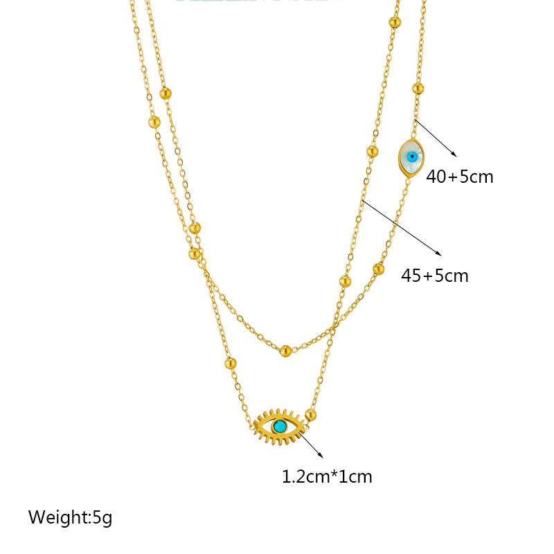 DIEYURO 316L Stainless Steel Multilayer 2in1 Eye Pendant Necklace For Women New Girls Clavicle Chains Jewelry Birthday Gifts