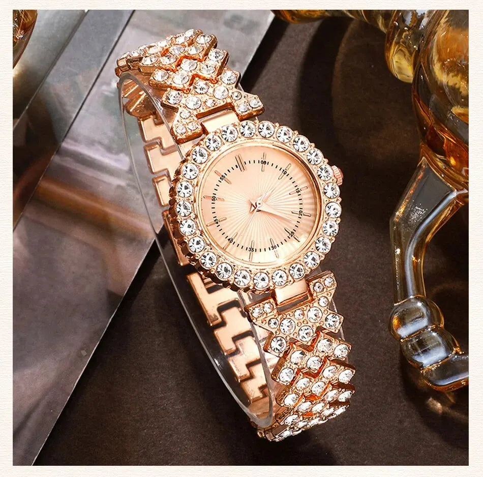 Diamond Women Watches Rose Gold Watch Ladies Wrist Watches Luxury Brand Rhinestone Womens Bracelet Watches Female Relogio