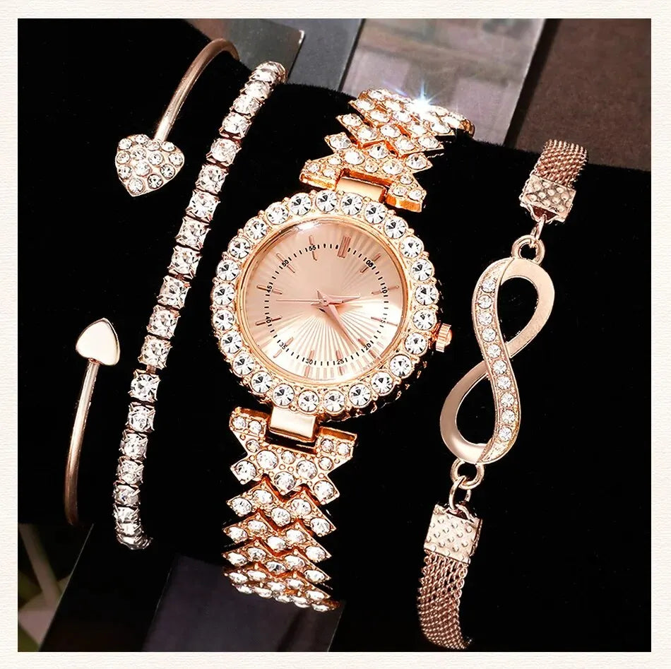 Diamond Women Watches Rose Gold Watch Ladies Wrist Watches Luxury Brand Rhinestone Womens Bracelet Watches Female Relogio