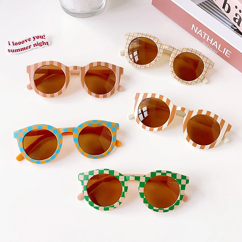 New Children Vintage Frosted Round Outdoor Sun Protection Sunglasses Baby Girls Acrylic UV400 Sunglasses Kids Fashion Glasses