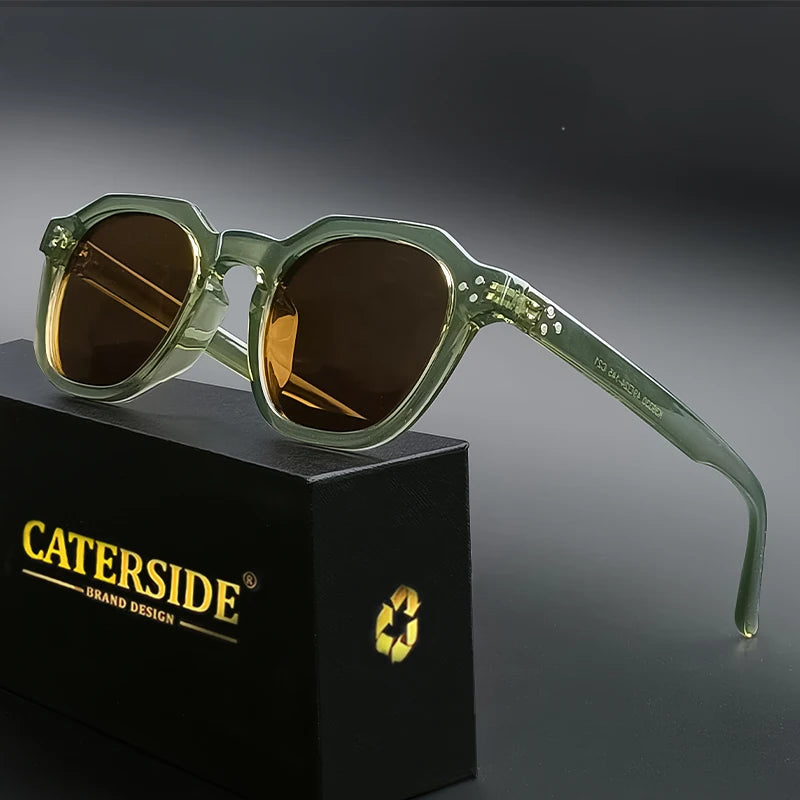 Caterside Retro Polarized Sunglasses TR90 Frame Men Polygon Women Sun Glasses Outdoor High Quality Travel Ultralight  Eyewear