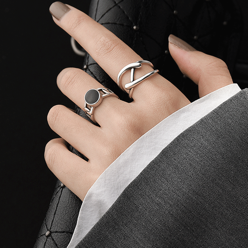 VENTFILLE 925 Sterling Silver Rings New Party Jewelry Vintage Charm Double Layer Geometric Nail Design Accessories